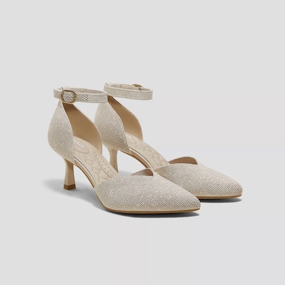 Chic Beige Ankle Strap Heels